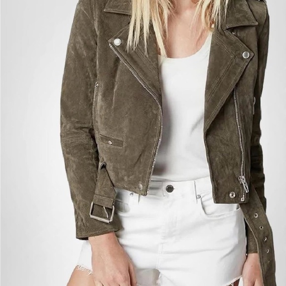 Blank NYC Jackets & Blazers - Blank NYC Olive Suede Moto Jacket